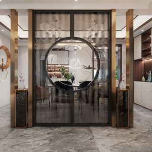 Paravents modernes en acier inoxydable découpés au laser, imperméables, cloisons <span class=keywords><strong>de</strong></span> séparation, panneaux en verre, design <span class=keywords><strong>coulissant</strong></span>, salon, bureau, maison - Product Image 6