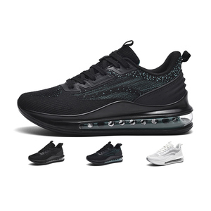 Zapatillas Deportivas Transpirables de Alta Calidad para Hombre, con Amortiguación, Antideslizantes, con Parte Superior de Malla, Ligeras, para Correr, Primavera, Talla 46, Color Negro - Product Image 1
