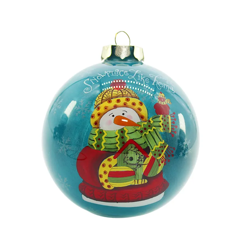 Wholesale Colored Painted Christmas Glass Balls Bauble Custom Christmas Ball Logo Pattern Christmas Tree Decoration Ball
