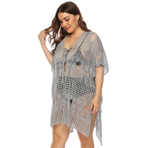 Factory Wholesale Plus Size <strong>Swimwear</strong> Cover up Hollow Out <strong>See</strong> <strong>Through</strong> Beach Bathing Suit Cover up - Product Image 5