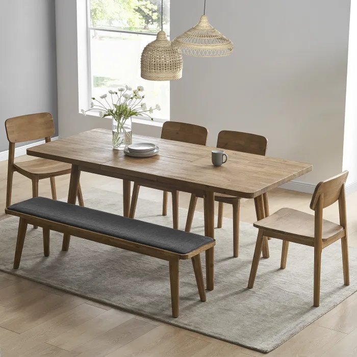 Factory New Design Wholesale High Quality Set Solid Wood Extend Dining Table for Dinner Event Party