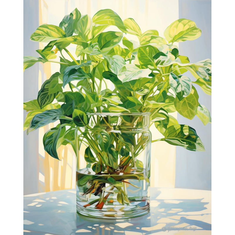 Green Water Plants in Vase colorful