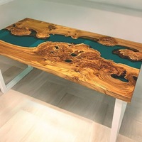 Meubles de luxe de haute qualité pour la maison, table de restaurant en bois de noyer massif pour la cuisine, le café et la rivière en résine époxy