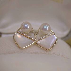 Pirinç Altın Kaplama Küpe 6-7mm Doğal Tatlı Su İncileri AAAA Kalite Beyaz Kadınlar İçin Trend - Product Image 1