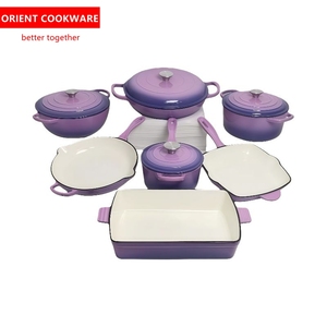 Juego de <span class=keywords><strong>Ollas</strong></span> y Sartenes de Hierro Fundido Esmaltado para Cocina - Juego de 7 Piezas, No Tóxico, Apto para Cocina de Inducción - Product Image 1