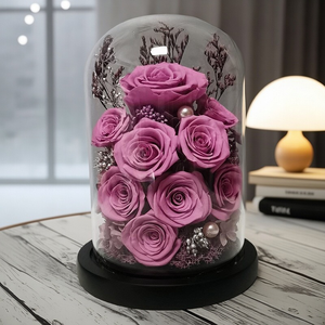 UKIQUEEN Rosa Vera Conservata Sotto Cupola di Vetro, Confezione <span class=keywords><strong>Regalo</strong></span> Rosa Eterna <span class=keywords><strong>per</strong></span> <span class=keywords><strong>Lei</strong></span> - Product Image 5