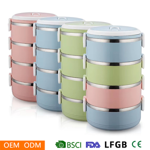 Boîte à lunch empilable hermétique en acier inoxydable LingHui, boîte à <span class=keywords><strong>bento</strong></span> portable avec clips de verrouillage, récipient de stockage alimentaire de haute qualité - Product Image 2