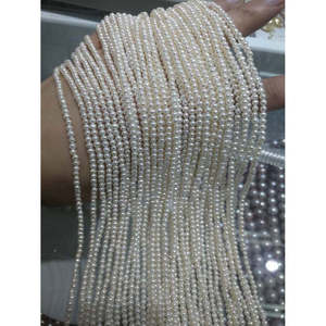 Perles d'eau douce naturelles WENCHI 1116, très fines, 3-4 mm, pour la création de bijoux, perles en vrac, accessoires, blanc, trou personnalisé, forme de pomme de terre, de riz, ovale - Product Image 1