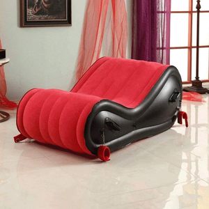 Sofá Inflable Moderno para Exteriores, de Tela Roja Aterciopelada, con Cojín Lumbar, Restricciones para las Manos y los Pies, Estructura de Espuma, para Parejas - Product Image 6