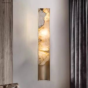 Applique Murale Moderne en Marbre Naturel de Luxe, LED Dimmable, Abat-jour Marron, IRC Élevé 80, Large Plage de Température de Couleur pour Salon et Maison - Product Image 1