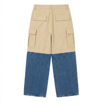 Pantalon cargo en jean patchwork bicolore de haute qualité pour homme, multi-poches, style streetwear ample, hip-hop, tactique, taille mi-haute