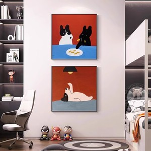 Animal Paintings Oil Canvas Decorative Painting With <b>Frame</b> Aluminum Alloy Abstract Design For Living Room Bedroom Entryway - Product Image 2