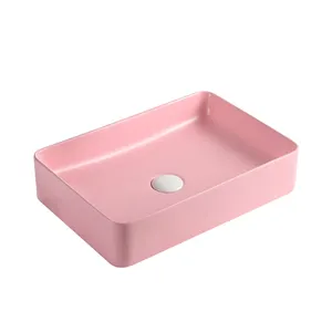 Toptan pembe havzası seramik-Renkli tasarımcı yüksek kaliteli seramik masa üstü lavabo