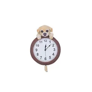창조적 인 수지 동물 벽 시계 래브라도 귀여운 판지 동물 장식 실내 진자 시계