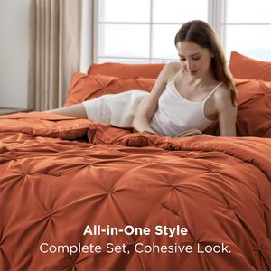 Set Copripiumino 5 Pezzi con Pieghe a Pizzico, Colore Personalizzabile, Misure <span class=keywords><strong>Queen</strong></span> e King, Traspirante, Set Biancheria da Letto, Disponibile in Magazzino USA - Product Image 4