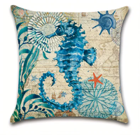 Housses de coussin carrées en lin imprimées en 3D personnalisables, motifs végétaux marins, amovibles, lavables, antibactériennes, antistatiques, LLIN 100%