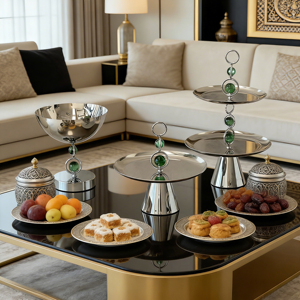 Ramadan Wedding Luxury Stainless Steel Reusable Eco-Friendly Decorations Tray <strong>Set</strong> Charger Plates <strong>Cake</strong> <strong>Stand</strong> Serving Trays - Product Image 5