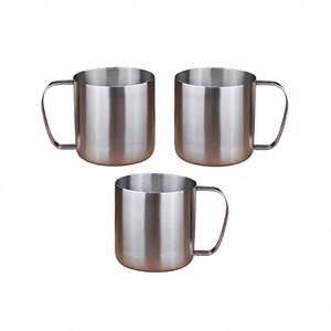 Juego de 3 tazas de acero inoxidable para bebidas, accesorios de cocina, tazas para café, té y leche a precios razonables. - Product Image 1