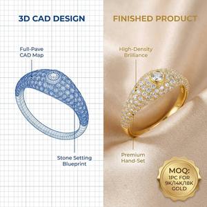 Classic 18K Gold Full Pave <b>Dome</b> <b>Ring</b> for DAILY LUXE Minimalist Statement Jewelry - Product Image 1