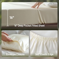 Ensemble de literie de luxe certifié Oeko-Tex pour hôtel, poche profonde de 16 pouces, taille double, 3 pièces, blanc laiteux, viscose dérivée du bambou, tissé 200TC