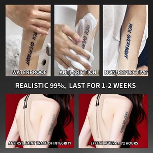 Scritta artistica inglese tatuaggio temporaneo Semi permanente tatuaggio impermeabile per 2 settimane realistico tatuaggio a base di erbe per il corpo - Product Image 5
