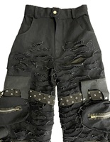 Jeans en denim personnalisés pour hommes, style rétro hip-hop streetwear, effet torché, déchirés, avec rivets, vêtements pour hommes grande taille, pantalon cargo à jambes larges