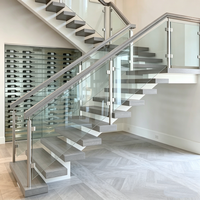 Poteau de balustrade sans cadre en verre, en acier inoxydable, étanche, couleur personnalisable, design moderne, résistant à la rouille, pour escalier, villa, hôtel