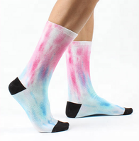 Chaussettes noires de haute qualité avec impression 3d de logo personnalisé Chaussettes de course en nylon polyester spandex Chaussettes en polyester de sublimation