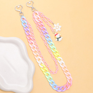 Chaîne de pantalon double couche en résine couleur bonbon avec pendentif bonhomme de neige et flocon de neige, chaîne de taille de Noël style hip-hop unisexe adulte - Product Image 4
