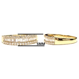 HK Envoi Rapide Excellent Bijoux Or Jaune 18k Bonne Qualité Diamant Baguette Cône Large Mince Bagues De Mariage Pour Femmes - Product Image 2