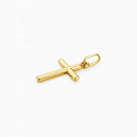 Colgante de Cruz de Oro Amarillo de 14K Hecho a Mano, Joyería Fina Unisex para Mujeres, Hombres y Niños, Regalo Religioso Católico para Comunión