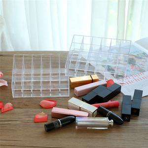 Trapezoidal Transparent 24 Compartment Cosmetic Organizer Lipstick Holder Makeup Storage Desktop Display Rack - Product Image 4