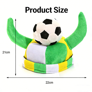 Pafu Nuevo Sombrero de Fiesta de Fútbol con Cuernos de Toro, Gorro de Carnaval para Fútbol, Decoración para Celebración de Cumpleaños y Partidos - Product Image 2