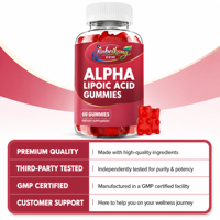 Fournisseur OEM – Bonbons gélifiés personnalisés OEM/ODM à l'acide alpha-lipoïque pour adultes, sans OGM, sans gluten, avec soutien en fibres alimentaires, 60 unités