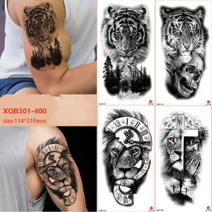 Adesivi per tatuaggio a braccio intero piccoli tatuaggi <span class=keywords><strong>di</strong></span> tigre e leone grandi modelli <span class=keywords><strong>di</strong></span> animali adesivi impermeabili per tatuaggio con braccio floreale - Product Image 1