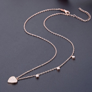 Collar <span class=keywords><strong>POLIVA</strong></span> Chapado en Oro Rosa de Plata de Ley 925 para Mujer, Colgante de Corazón con Circonita Cúbica y Cadena de Eslabones con Microincrustaciones de 40+5 cm, Regalo - Product Image 5