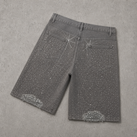 Shorts en jean OEM style Hip Hop pour hommes, déchirés, grande taille, coupe courte, motif diamant, personnalisables pour l'été