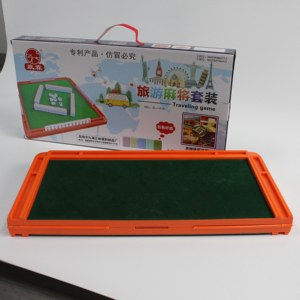 American <b>Mahjong</b> <b>Set</b> 166 Tiles Melamine Eco-Friendly 4 Players Folding Metal Legs Casino Gambling Blue Green Pink Red Beige - Product Image 4