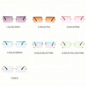 Gafas de Sol Personalizadas con Logotipo, Montura Pequeña Sin Marco, Degradado de Color, Protección UV400, Rectangulares, Sin Montura, para Hombre y Mujer - Product Image 4