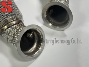 Tuyau de descente sport à haut débit SpeedWinner en acier inoxydable 304 sans catalyseur avec protection thermique pour Ferrari F8 3.9T V8 - Product Image 3
