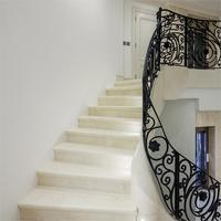 ST Fashion Innen-Marmortreppe Geschlossene Stufen Gebogene Treppe Schmiedeeisen Metall Wendeltreppe Bogentreppe
