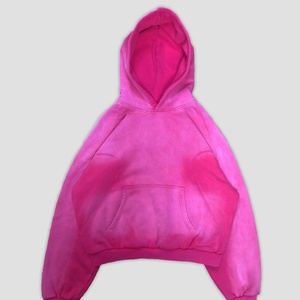 Sudadera con capucha corta de alta calidad 500 400Gsm estilo streetwear, de peso pesado, con efecto descolorido por el sol, teñido por pulverización, deshilachado y de felpa lavada - Product Image 1