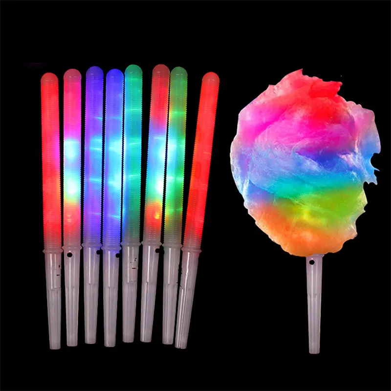 New Type Led Cotton Candy Light Cones Colorful Glowing Luminous Marshmallow Cone Stick Party Favors Supply Flashing Color