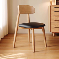 Chaise d'appoint moderne minimaliste en chêne naturel avec coussin beige amovible pour la maison et l'hôtel