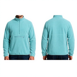 Oversized Loose Fit Solid Color <b>Half</b> Quarter Zipper Sweatshirts With <b>Zip</b> Pocket Winter Warm Tech Fleece <b>Jacket</b> Sweatshirts - Product Image 1