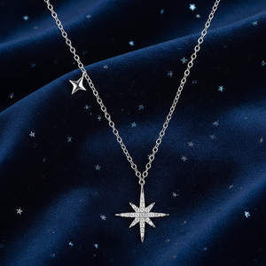 Collana con Pendente Stella Polare alla Moda, Placcata in Rodio, Argento Sterling 925 con Zirconi, Regalo per Donne - Product Image 4