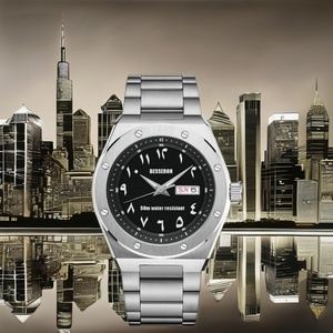 Luxury 42mm Stainless Steel Analog Dial Wristwatch with Star Face Quartz Movement <b>Arabic</b> Business Gift Latest Version - Product Image 2