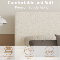 Cadre de lit moderne et simple blanc, taille Queen/King, réglable et durable, avec tête de lit rembourrée en velours