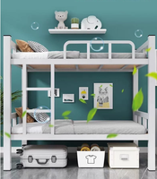 Lit superposé en acier en gros pour dortoir, lit double en métal durable avec barrière de sécurité pour camp de travailleurs et appartement