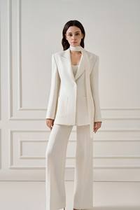 Elegante Blazer Whiteant Mujer Alta Calidad Arena Jacquard Un Solo Pecho Manga Larga Contemporáneo Corte Recto - Product Image 6